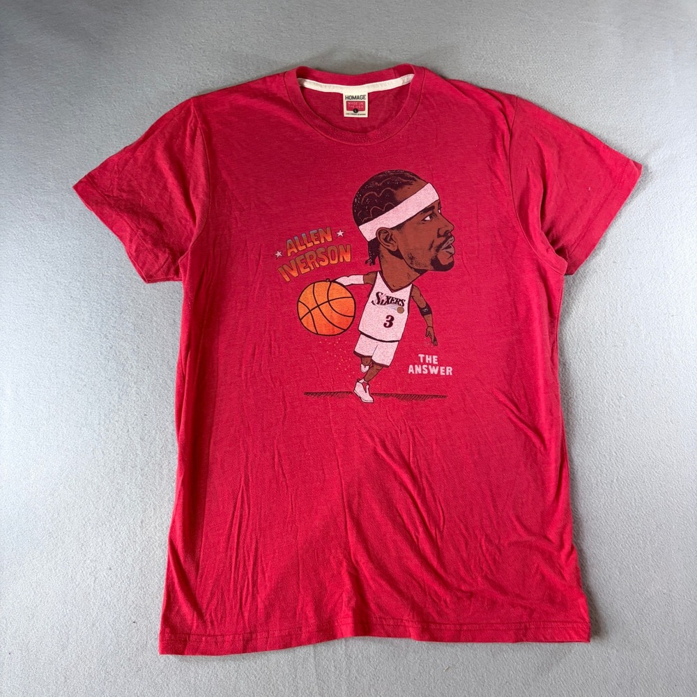 Homage Allen‎ Iverson Philadelphia 76ers The Answer Red Graphic T-Shirt Mens L